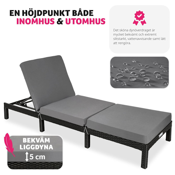 tectake Solsäng i konstrotting Sofia Svart