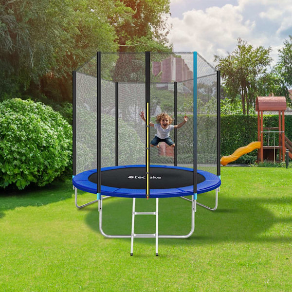 tectake Studsmatta Garfunky med skyddsnät , upp till 80 kg - 244 cm Blå