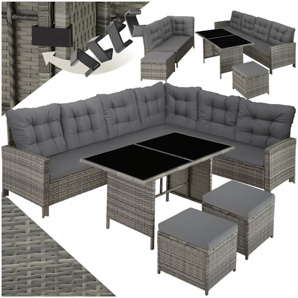 tectake Loungeset Barletta i konstrotting Beige