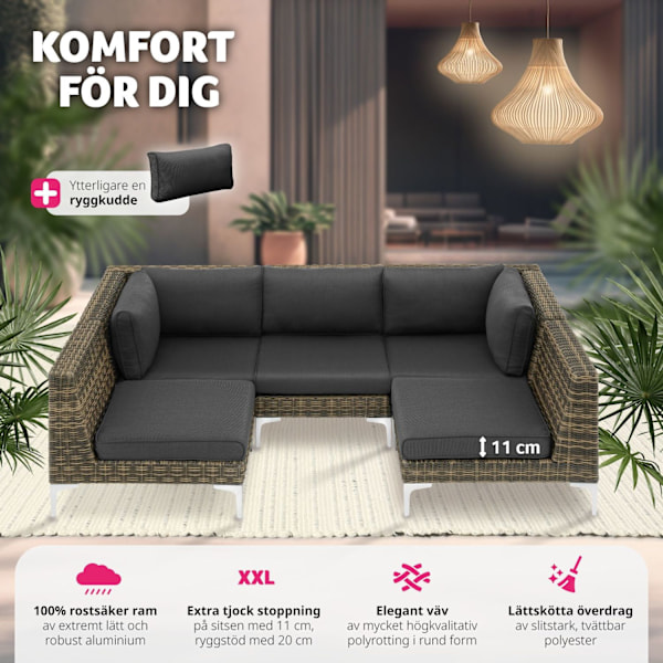 tectake Höger hörnmodul till loungeset Villanova i konstrotting Natur