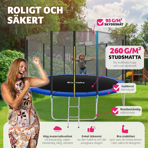 tectake Studsmatta Garfunky med skyddsnät , upp till 80 kg - 427 cm Blå