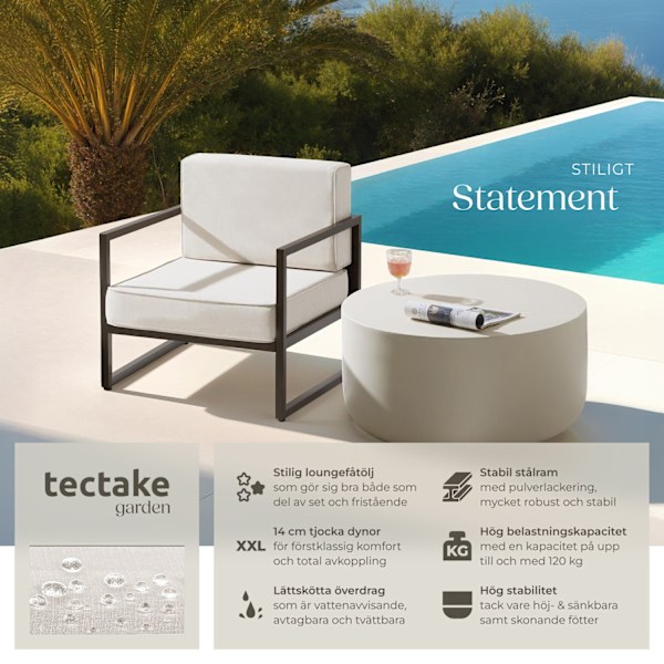 tectake Loungestol Comosa - Uppsättning av 2 Beige