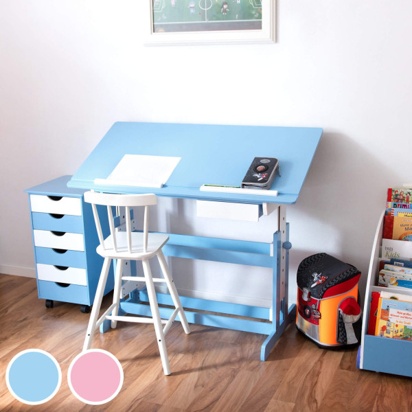 tectake Skrivbord för barn - höjdjusterbart Blå