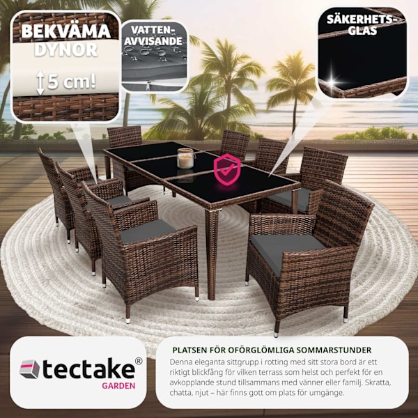 tectake Matgrupp Menorca i konstrotting Brun