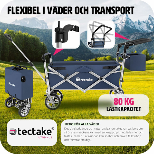 tectake Nico hopfällbar skrinda med bärväska, lastkapacitet 80kg Blå