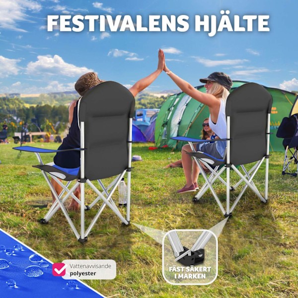 tectake Campingstol med stoppad dyna, hopfällbar -  per styck Blå