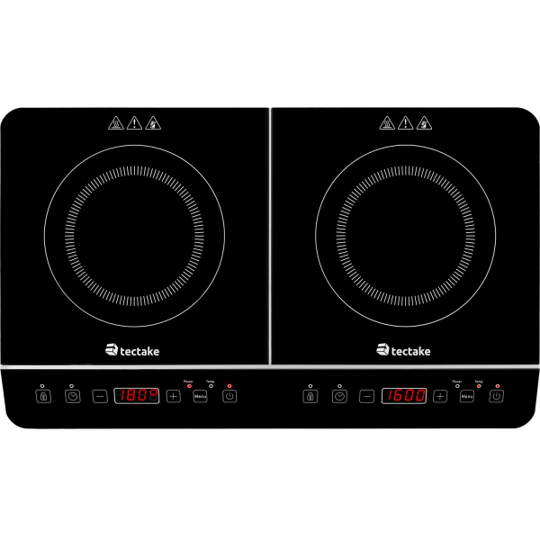 tectake Induktionshäll dubbel 3400 W Svart