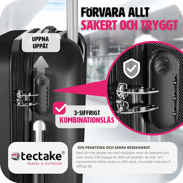 tectake Hårda resväskor i 3-set Svart