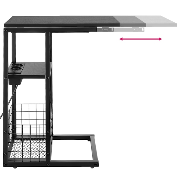 tectake Datorbord Rhea, C-form, med laddstation Svart