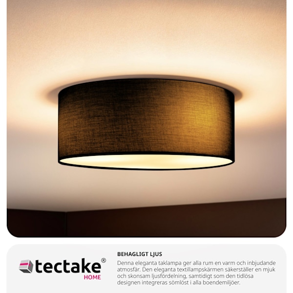 tectake Taklampa Circum, plafond i linne Svart