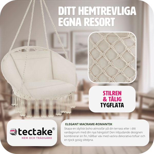 tectake Hängstol Grazia Beige