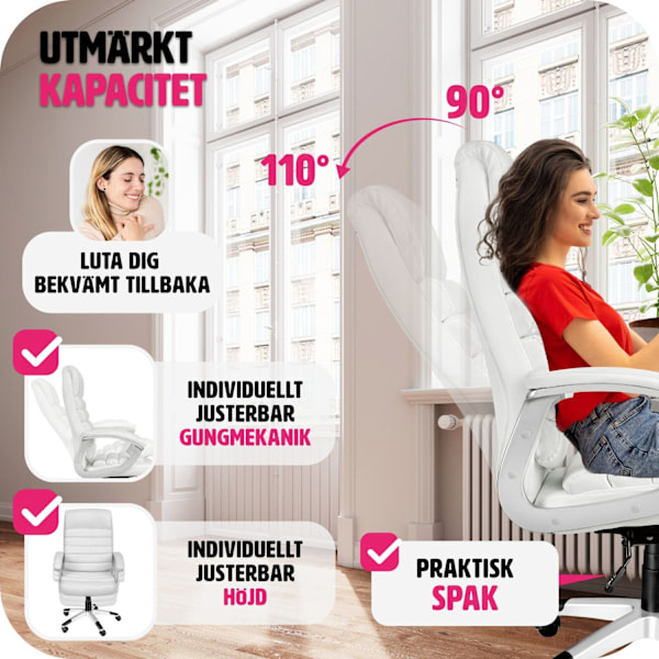 tectake Skrivbordsstol Paul Vit