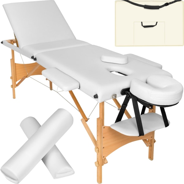 tectake 3-zons massagebänk-set Daniel med stoppning, rullar och Vit