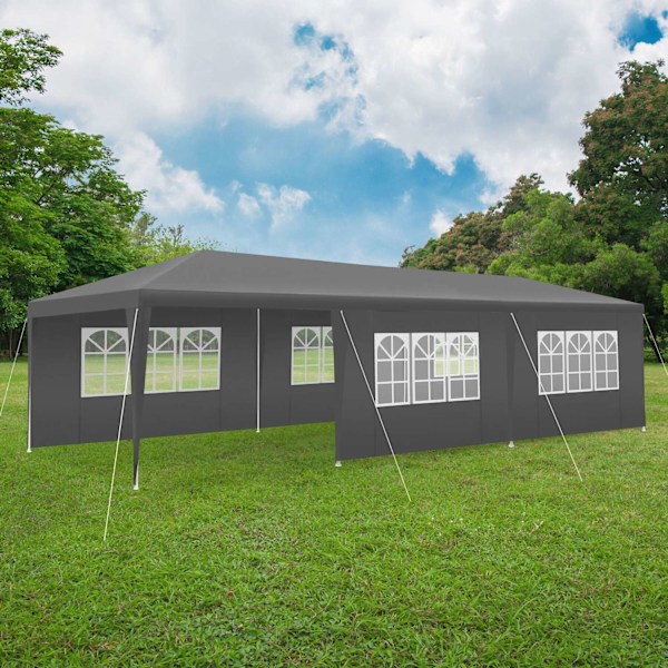 Paviljong Miramas 9x3m med 8 sidodelar vattentät - grå grå
