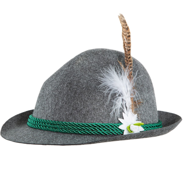 tectake Grå traditionell bayersk hatt med edelweiss grå