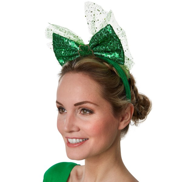 tectake St. Patrick’s Day huvudbonad rosett med paljetter Grön