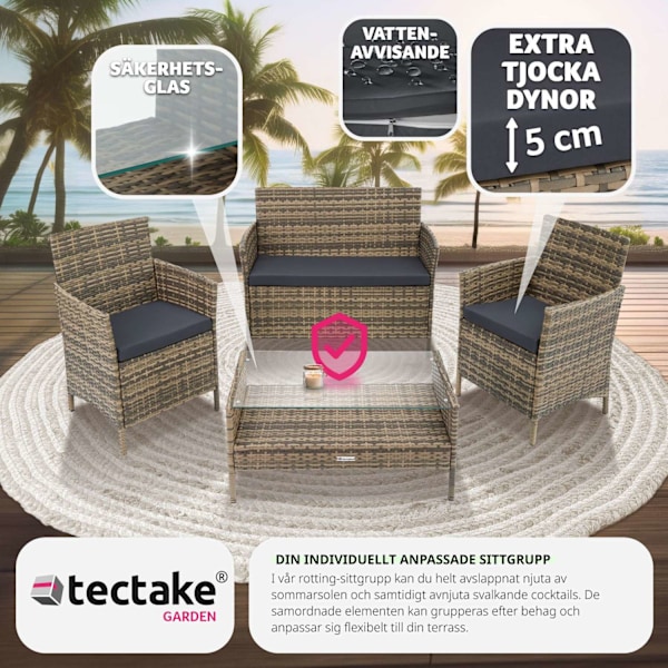tectake Soffgrupp Madeira i konstrotting Natur