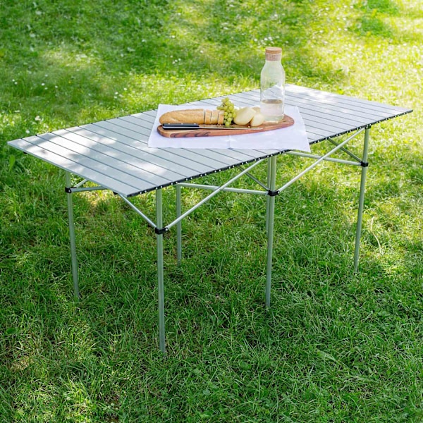 tectake Campingbord i aluminium, hopfällbart 140 x 70 x 70cm grå