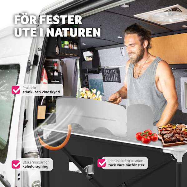 tectake Campingkök Lyx med 4 fack Svart