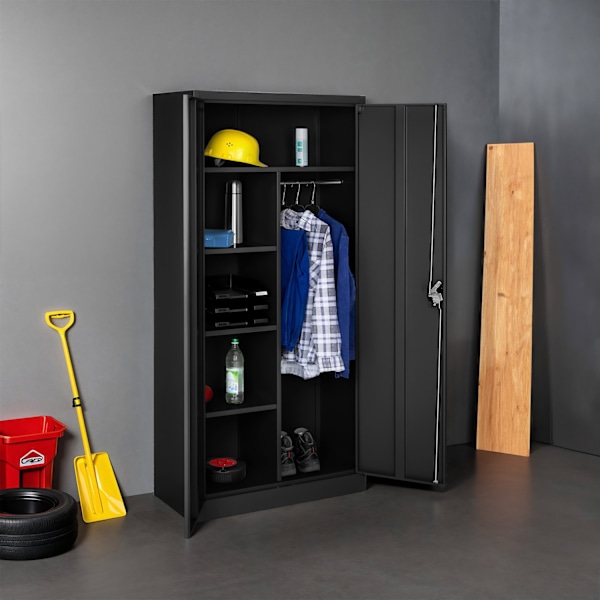 tectake Dokumentskåp med 6 fack och stång -  80 cm Svart