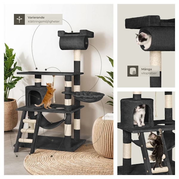 tectake Katt klösträd, klösmöbel Sabrina Svart