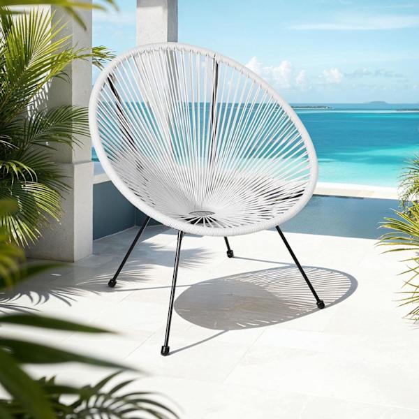tectake 2-set Loungestol Santana med bord Vit