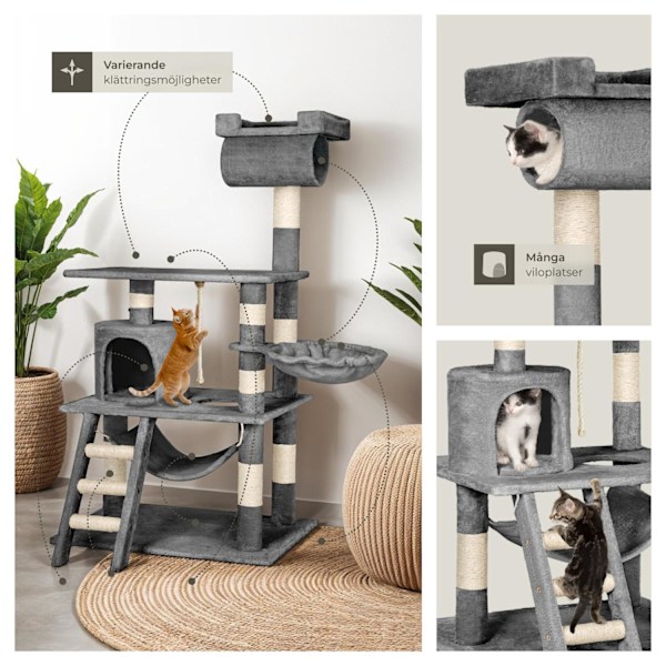 tectake Katt klösträd, klösmöbel Sabrina grå