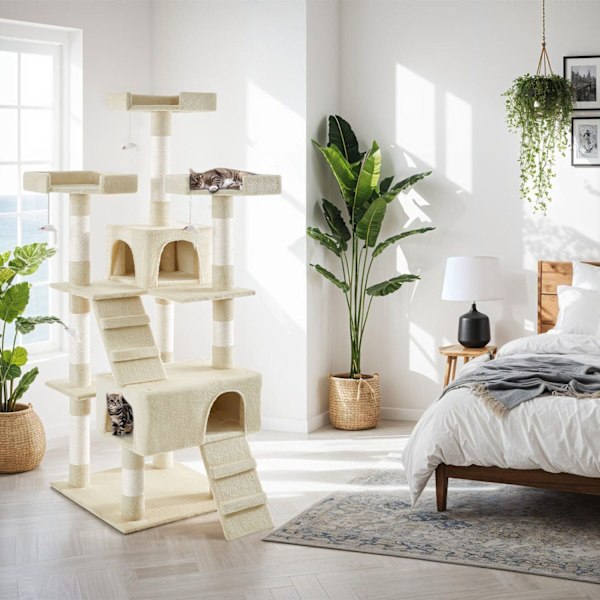 tectake Katt klösträd, klösmöbel Barney Beige