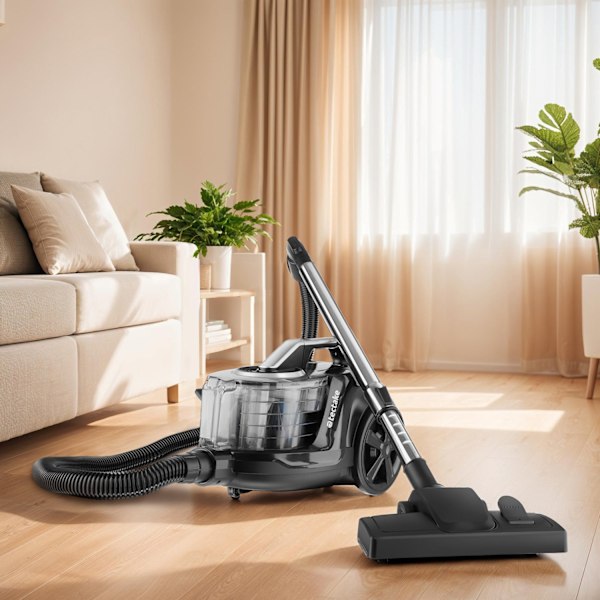 tectake Dammsugare VC900, 900 W, påslös, hårda golv och mattor grå