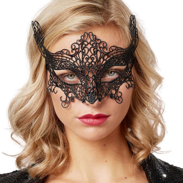 tectake Svart spetsmask Katt Svart