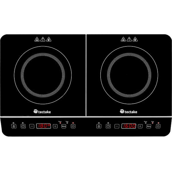 tectake Induktionshäll dubbel 3400 W Svart