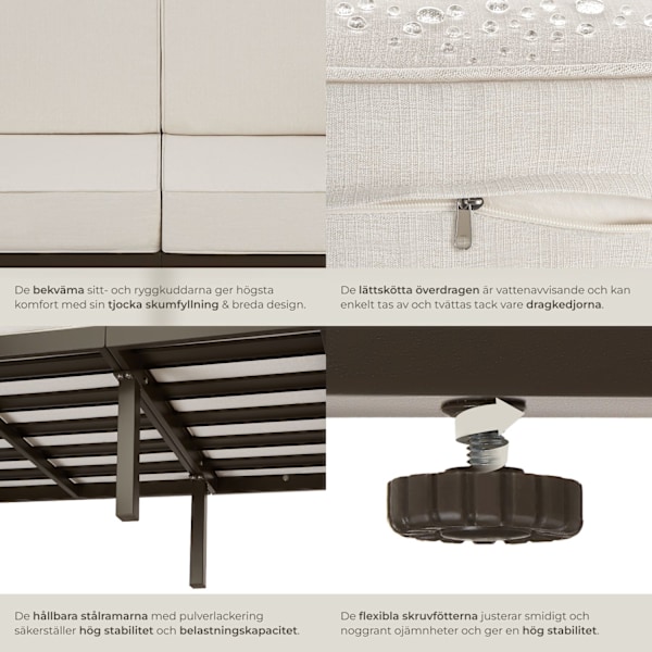 tectake Loungeset Comosa för 5 personer Beige