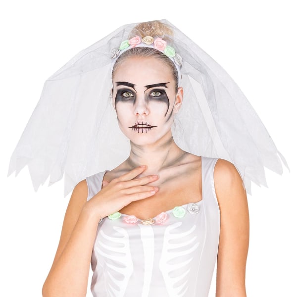 tectake Brudklänning med skelett-tryck White XL