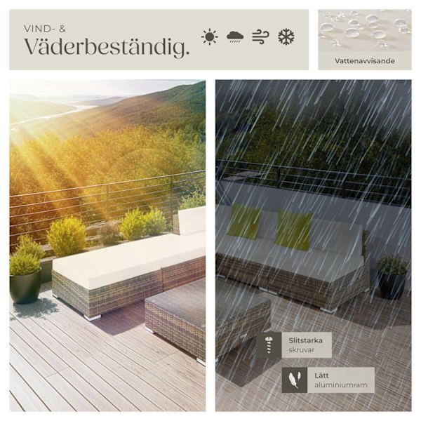 tectake Loungeset i konstrotting Paris Natur