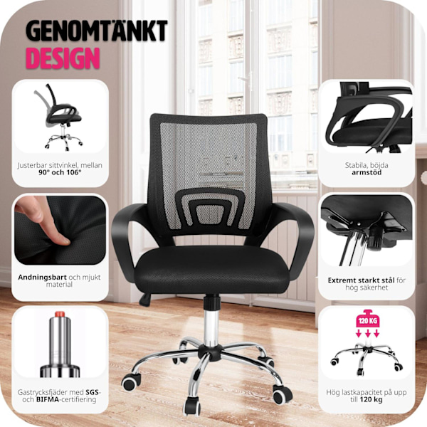 tectake Kontorsstol Marius Svart