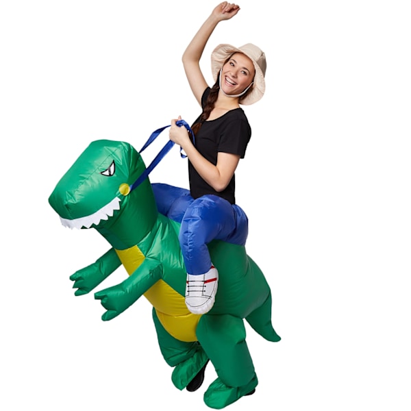tectake Uppblåsbar maskeraddräkt Dinosaurie-tämjare Grön