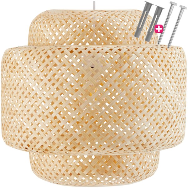 tectake Taklampa Lignea Lux av bambu, i boho-stil, 40W Brun