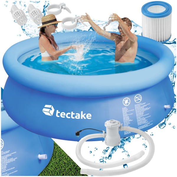 tectake Pool rund med filterpump Ø 300 x 76 cm Blå