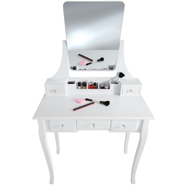 tectake Claire sminkbord med pall Vit