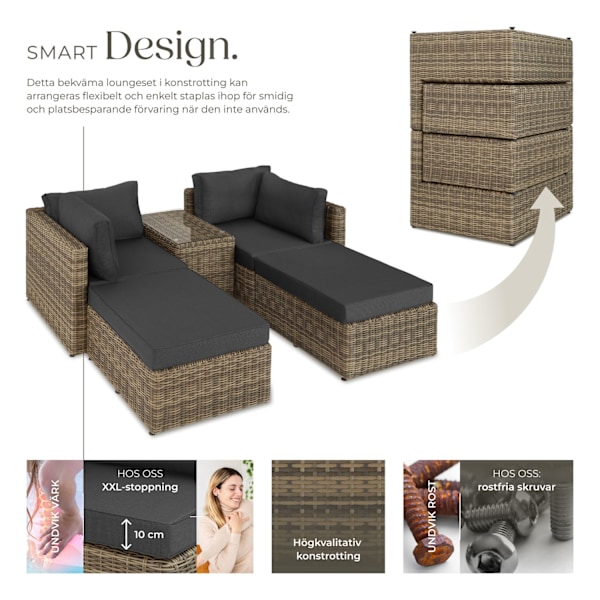 tectake Loungeset i konstrotting San Domino Natur