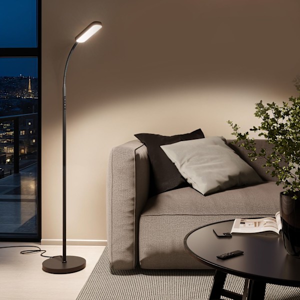 tectake Golvlampa Prisma LED, 5 ljuslägen, 12 W, dimbar Svart