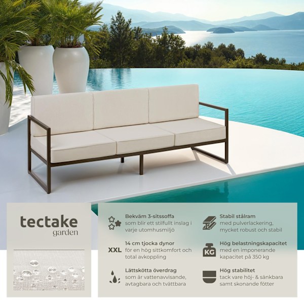 tectake Loungesoffa Comosa 3-sits Beige