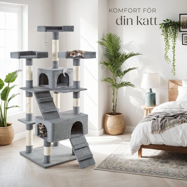 tectake Katt klösträd, klösmöbel Barney grå