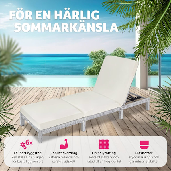tectake Solsäng i konstrotting Sofia Ljusgrå
