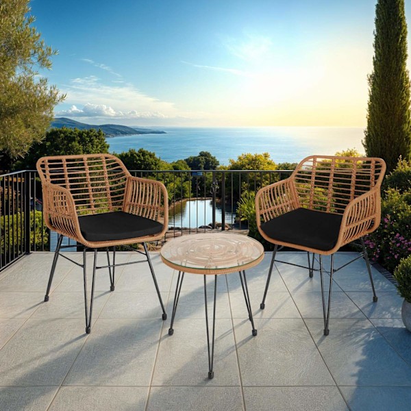tectake Caféset i konstrotting Molfetta 2+1 Natur