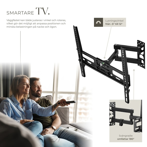 tectake Väggfäste TV för 26-75 tum lut-och vridbar, VESA max.: 400x400, till 50kg Svart
