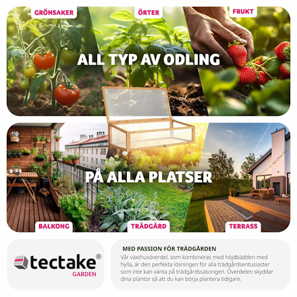 tectake Drivhus-överdel till planteringslåda Brun