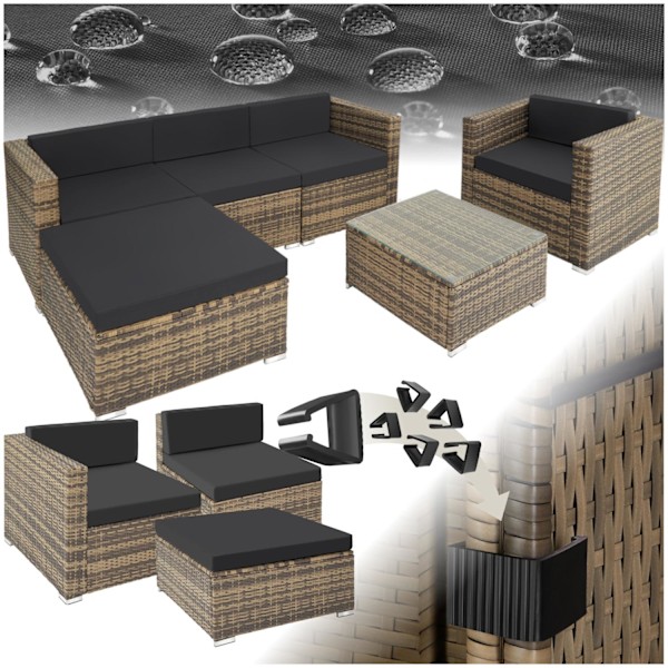tectake Loungeset Milano i konstrotting Natur