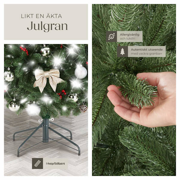 tectake Konstgjord julgran Dancer med formsprutade granbarr - 210 cm Grön