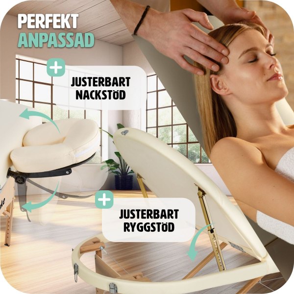 tectake 3-zons massagebänk Sawsan oval med 5 cm stoppning och tr Beige